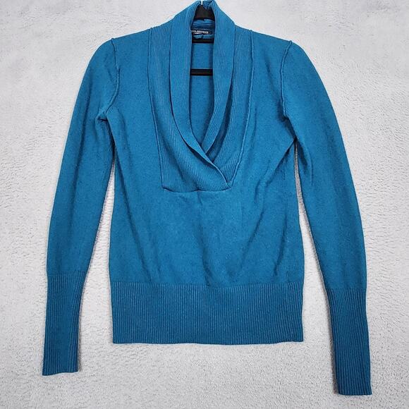 Banana Republic Sweater Womens Small Blue Shawl Collar Cowl Neck Cashmere Blend - Picture 1 of 12